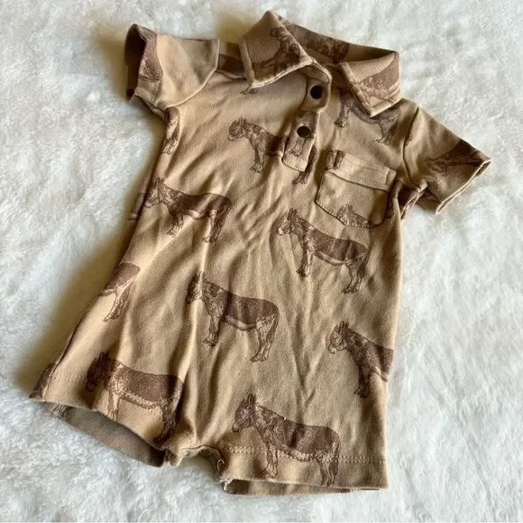 Kate Quinn Short Sleeve Vintage Collar Shortie Donkey 0-3 Months - Picture 3 of 7